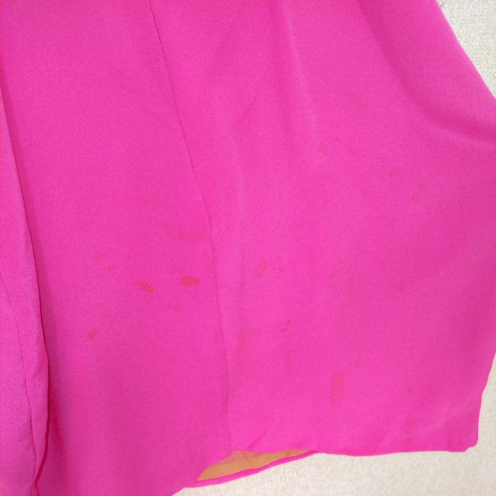 FLAWED Naven Hot Neon Pink Side Cut Out High Neck 100% Silk Mini Dress Size XS - Picture 7 of 10